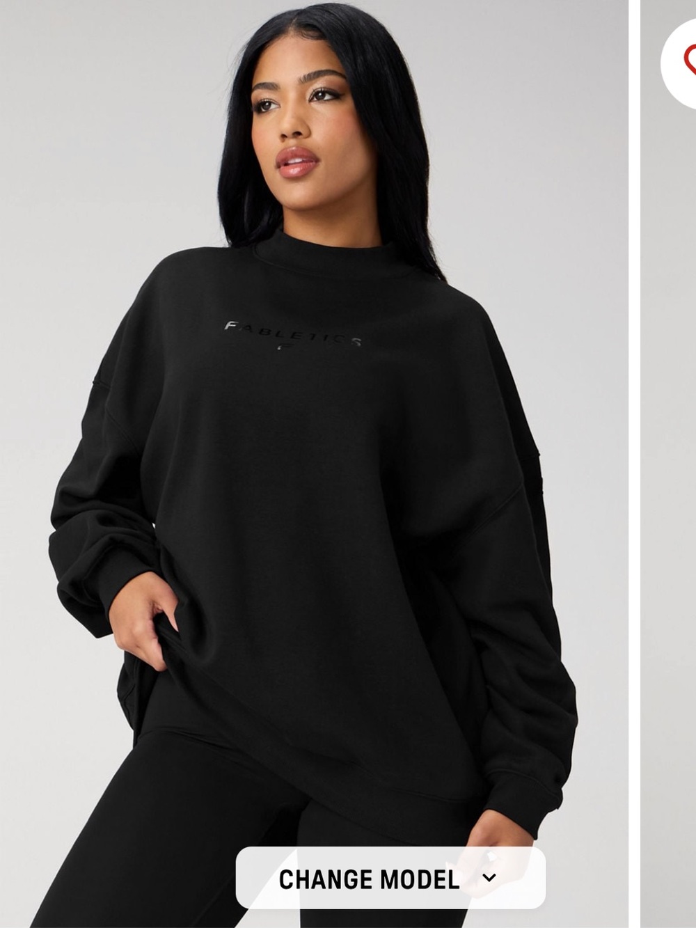 Fabletics Black Cozy Fleece Oversized Mock Neck Sweatshirt